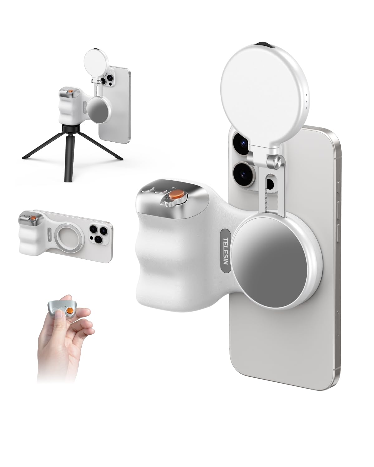 Amazon.co.jp: TELESIN マグネットスマホグリップ+自撮りライト キット